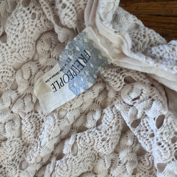 Free People Crochet Mini Dress Boho Fitted Cream Body Con Extra Small - Picture 2 of 2